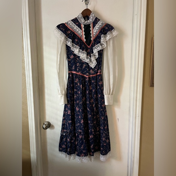 Gunne Sax Dresses & Skirts - Vintage 1970's Gunne Sax Jessica Prairie Boho Festival Lace Floral Dress Sz 11
